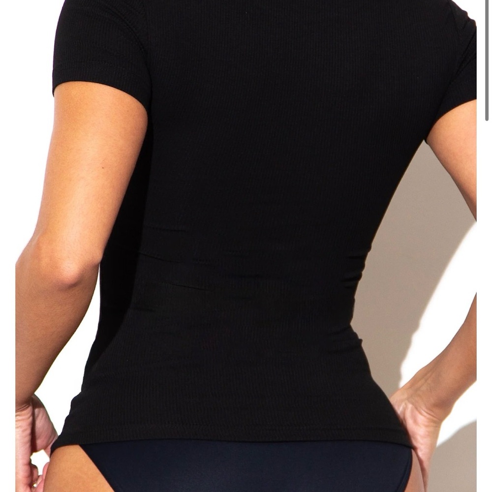 MATTE COLLECTION Essential Ribbed Tee - Black M - Picture 2 of 2